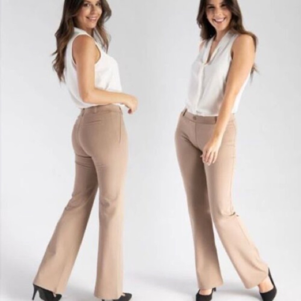 Betabrand Classic Dress Pant Khaki Tan Twill Size L no stains or flaws